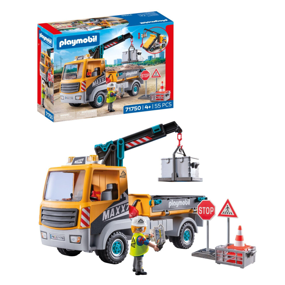 Playmobil | Action Heroes | Construction Lorry With Crane | Construction Toy For Kids | Construction Playset | Toys For Children Aged 4+ | 71750