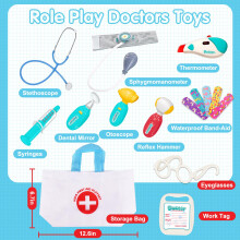 Doctors Set for Kids, Kids Doctors Set, Toddler Doctor Kit, Pretend Role Play Doctor Medical Kit with Realistic Stethoscope, doctor Playsets Educatio