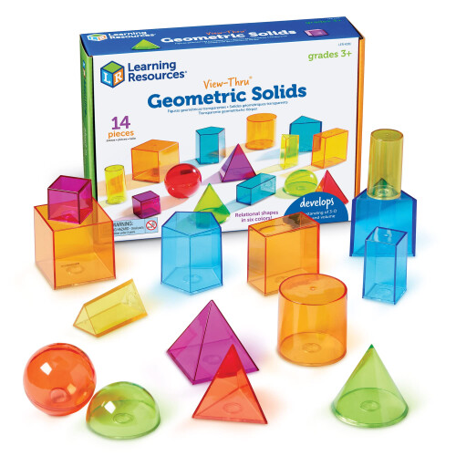 Learning Resources Learning Resources View-Thru Geometric Shapes, Ages 8–12, Transparent 3D Maths Shapes, Hands-On Geometry Learning Tool