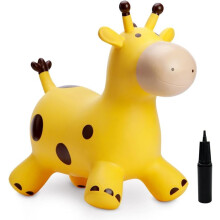 U&C Planet Bouncy Toy for Children, Inflatable Giraffe Yellow Giraffe Bouncer with Hand Pump, Jumping Horse Bouncy Toy, Gift for Children Aged 1-6