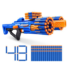 XSHOT Insanity Berzerko Blaster by ZURU – 48 Air Pocket Darts, Rotating 8-Dart Barrel, Long-Range Foam Blaster for Kids, Teens & Adults