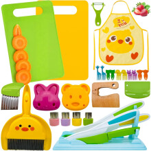 Kids Kitchen Tools, 29 Pieces Kids Cooking Sets Real-Montessori Cooking Set for kids Chef with Children Safe Knives Cutting Set - 3+ Ages