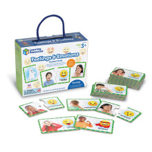 Learning Resources Feelings & Emotions Puzzle Cards, 48 Pieces, Social Skills, Speech Therapy Materials, Social Emotional Learning Toys and Games for