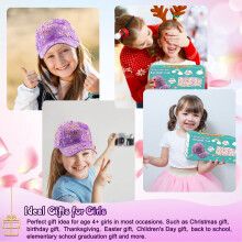 Gifts for Girls 5 6 7 8 9 10 11 Year Olds DIY Baseball Cap, Back to School Birthday Gifts Presents for Girls Age 4-12, Decorate Your Own Baseball Cap