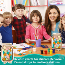 Reward Jar With Star Tokens, Magnetic Reward Jar For Children, Star Jar Reward System For Home School Classroom Teacher Parent, Star Collect Jar Rewa