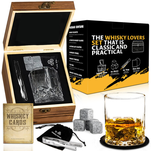 (D) Whiskystensglasset i presentask av trä – Bartillbehörsset för en kopp 1