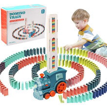 120PCS Domino Train Toys for 3 Year Old Boy Gifts, Automatic Electric Train