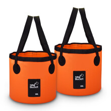 2 Pack Folding Bucket, 20L Orange Handy Folding Bucket for Camping, Plumbing, Cleaning, Traveling, Hiking, Fishing (Orange 2 Pack, 20L)