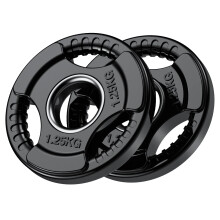 PhysKcal Olympic Weight Plates Set of 2 x 1.25kg with Rubber Finish 2’’ Opening and Tri-Grips, Black Barbell Plates Discs in Pair or Single for Li