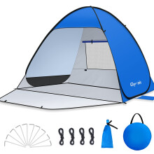 Glymnis Pop Up Beach Tent Small for 1-2 Person/Large for 3-4 Person, UV Protection Beach Sun Shelter with Zipper Porch, Portable Sun Shade Tent for B