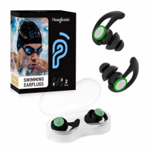 Hearprotek Swimming Ear Plugs Adults, 2 Pairs Reusable Waterproof Silicone Swim Ear Plugs for Shower Bath Surfing Pool Water Sports Black