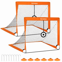 SONGMICS Children's Football Goal Set of 2 Portable and Foldable Garden Park Beach Grab Bars Orange SZQ422O01
