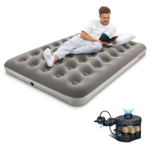 Bestway Premium Camping Double Airbed with Cordless Battery Pump, Single Flocked Inflatable Bed Portable, Air Mattress, Outdoor Camping Air Bed
