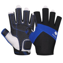 FitsT4 Sports Kayaking Gloves 3/4 Finger Padded Palm - Mesh Back for Comfort - Suitable for Sailing, Paddling, Canoeing, Kayaking, SUP for Men Women