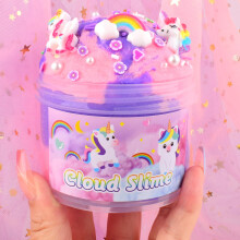 Unicorn Cloud Slime for Kids – Pink & Purple DIY Slime with Unicorn & Rainbow Charms –Stretchy Toy for Girls&Boys – Soft Scented Sensory Gift fo