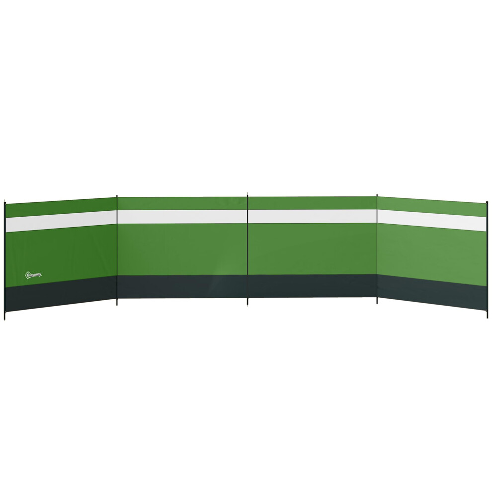 Outsunny Camping Windbreak, 4 Pole Windbreaker Blocker With Clear Windows And Steel Poles, For Beach Caravan Campervan, 725 X 140Cm, Army Green