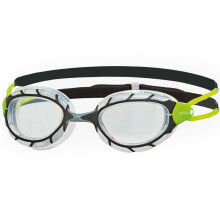 Zoggs Predator Adult Swimming Goggles (Clear Lens, Black/Lime - Small) Womens & Mens Goggles Swimming Adult with UV Lens - Swim Goggles with Anti Fog