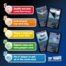Top Trumps Ultimate Military Jets Classics Card Game, learn facts about the Dassault Rafale and the E-3 Sentry in this educational packed game, 2 plu