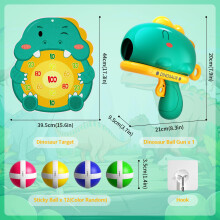 Doloowee Dinosaur Gun Shooting Game Toy, Kids Blaster Gun Shooting Game with Dart Board, 12 Sticky Balls, Kids Toy Gun for Indoor Outdoor Garden, Gif