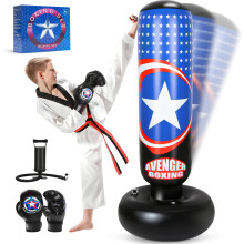 YasinKidz Punching Bag for Kids, 66 Inch Large Inflatable Kids Boxing Bag Set for Boys & Girls Age 3-14, Free Standing Punch Bag with Boxing Gloves f