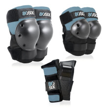 80SIX Kids & Adults Knee Pads Elbow Pads Wrist Guards 6 in 1 Protective Gear Set for Skateboard, Bike, Motorbike, Scooter, Roller Skates, Inline Skat