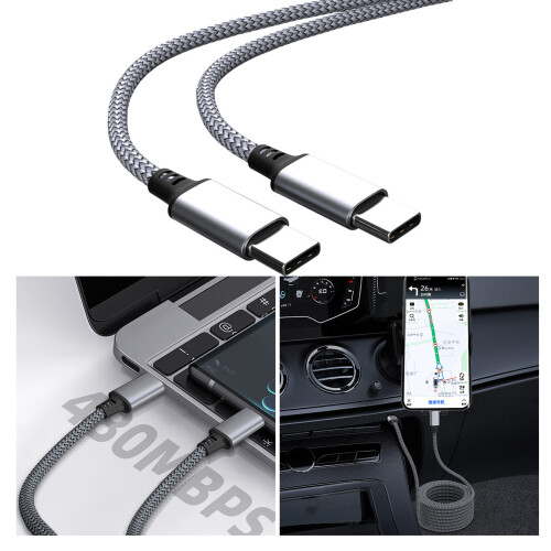 Typ-C-Ladegerät, USB-C-Ladekabel, schnelles Aufladen, Nylon,-2m 2