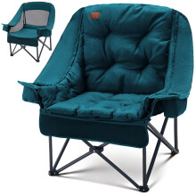 EVER ADVANCED 2-in-1 Oversized Camping Chair, Heavy Duty Folding Chair with 6cm Removable Padded Cushion, 180kg Capacity, Cup Holder & Side Pocket fo