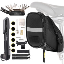 Waterproof Saddle Bag with Bike Repair Tool Kits – Bicycle Storage Bag，Multi Tool Puncture Repair Kits Includes Tyre Spoons, Glueless Tyre Pads an