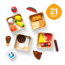 Melissa & Doug Wooden Food Groups – Role Play Kitchen Set for Children | Fruit, Vegetables & More in Crates | Age 3+