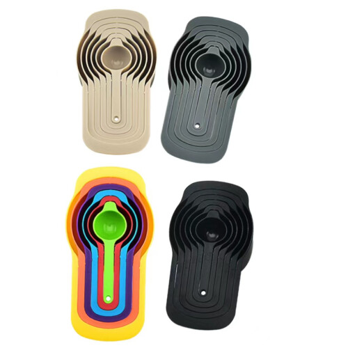 (Black) Colorful PP Plastic Kitchen Coffee Measuring Spoon Set – Foldable Baking Cup, 6-Piece Kit 1