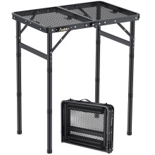 Anbte Folding Grill Table, 3 Adjustable Heights Aluminum Camping Table with Heat-Resistant Mesh Desktop, Lightweight outdoor Table, Portable Handle f