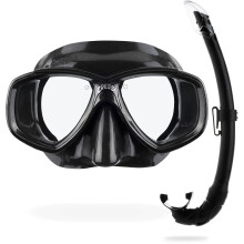 Cressi Perla Separate Glass Mask & Snorkel Set for Adults - Low-Volume Diving Mask - Dry-Top Snorkel Set - For Diving & Snorkelling - Black / Black -