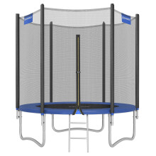 SONGMICS Children's Outdoor Trampoline Diameter 183 cm, External Protective Net, Safety Cushions, Ladder, 180 cm High Straight Pole, Steel Frame, Bla