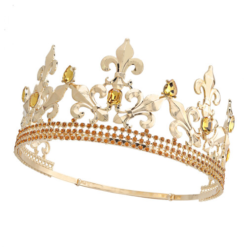 (Silver Sharp Spear Champagne) Personalized Sharp Spear Retro Crown Gold Water Diamond King Crown Power Queen Headpiece Adjustable Size 2