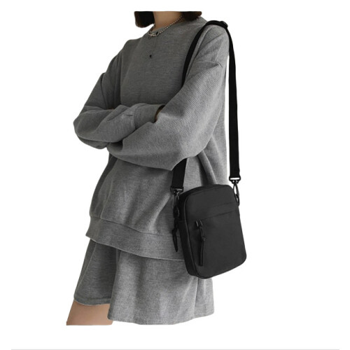 Stylish Nylon Crossbody Phone Bag Black 1