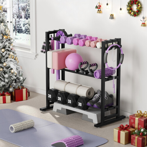 niffgaff 3 Tier Adjustable Dumbbell Rack, Weight Rack with Extended 1