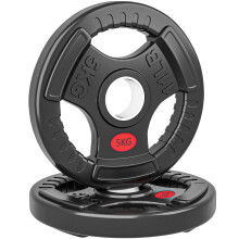 SPORTNOW Olympic Weight Plates, 2"/5cm Weight Disc Pair with Tri-Grips, 2 x 5kg Dumbbell Plates for Weightlifting and Strength Training Home Gym Fitn