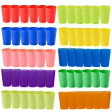Hikrxya 60 Pack Reusable Plastic Cups, 260 ml Plastic Drinking Cups, Bright Multi Coloured Plastic Tumblers Set for Children Kids, Outdoor, Parties,
