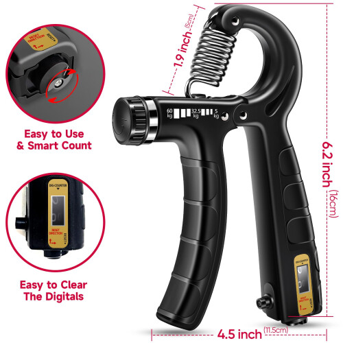 FitBeast Hand Grip Strengthener Workout Kit (5 Pack), 2 Forearm Grip Adjustable 1