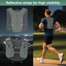 BECOJADDE Running Vest Hydration Backpack Lightweight 5L Water Pack with One 1.5L Water Bag for Men Women, Running Backpack Hydration for Marathon, T