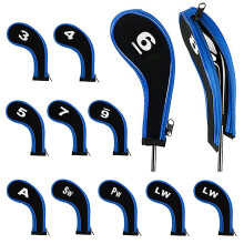 12 Pieces Golf Head Covers 3-9 Pw Aw Sw Lw Lw Waterproof Zippered Golf Club Head Covers Protective iron covers for golf clubs With Number Label Golf