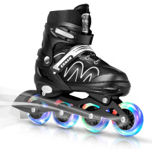 ERNAN Inline Skates,Adjustable Light up Kids Inline Skates, for Boys and Girls,Roller Skates for Kids Youth, Beginner (whtie, L)