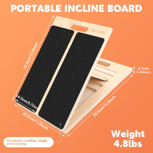 Portable Wooden Board for Calf Stretching, 5 Angles Adjustable 1