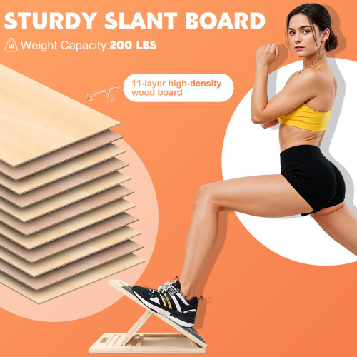 Portable Wooden Board for Calf Stretching, 5 Angles Adjustable 2