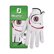 FootJoy WeatherSof Men's Golf Glove, Left Hand (for Right Handed Golfer), White/Red, XL EU