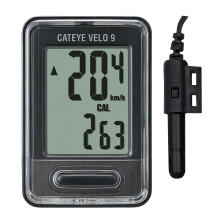 CatEye Wired Bike Computer - Velo 9 Cycling Computer | Auto Start/Stop & Calorie Counter | Smart Cycle Odometer | Speed & Distance Tracking | Suitabl