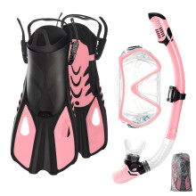 Snorkel Set Adults with Flippers, Snorkel Mask with Adjustable Open-Heel Swim Fins, Snorkeling Packages with Carrying Bag for Beginners and Snorkeler
