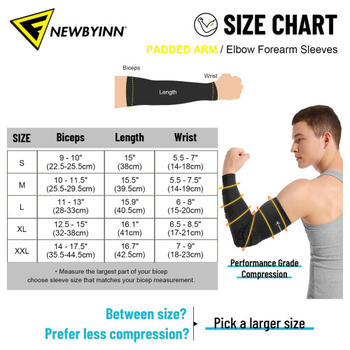 Padded Arm Sleeves 2 Pack, Crashproof Elbow Forearm Pads Compression 1