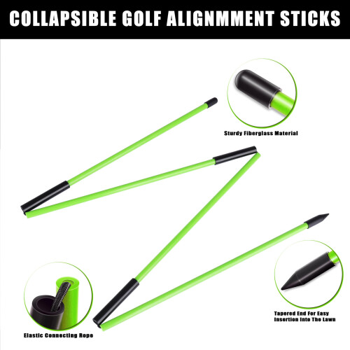 CHAMPKEY 3-Pack Collapsible Golf Alignment Sticks 46" - Professional 1