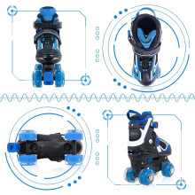 Kids Roller Skates for Boys - Blue for Big Kids Age 7 8 9 10 - Adjustable All Light up Wheels Indoor Outdoor Sports Birthday Gift for Son and Grandso